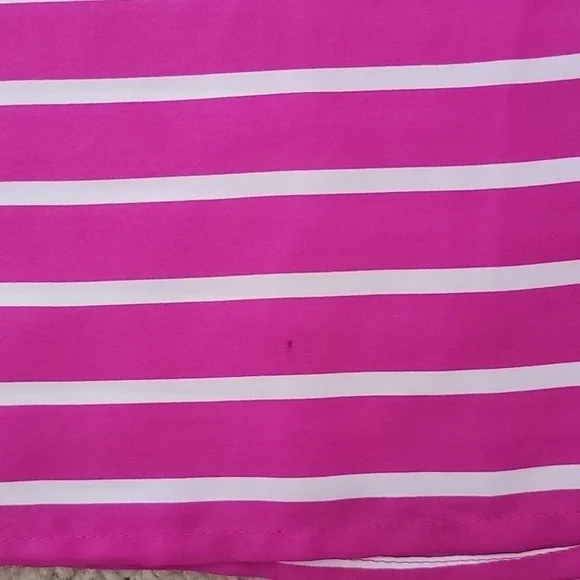 Ann Taylor Factory | Bright Pink Striped V-neck Blouse Size Small - Picture 5 of 5